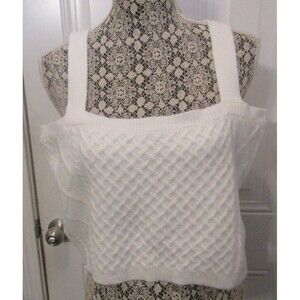 Generation K Tank Top Winter White Wool Blend Cable Knit Cropped Sweater Size XL